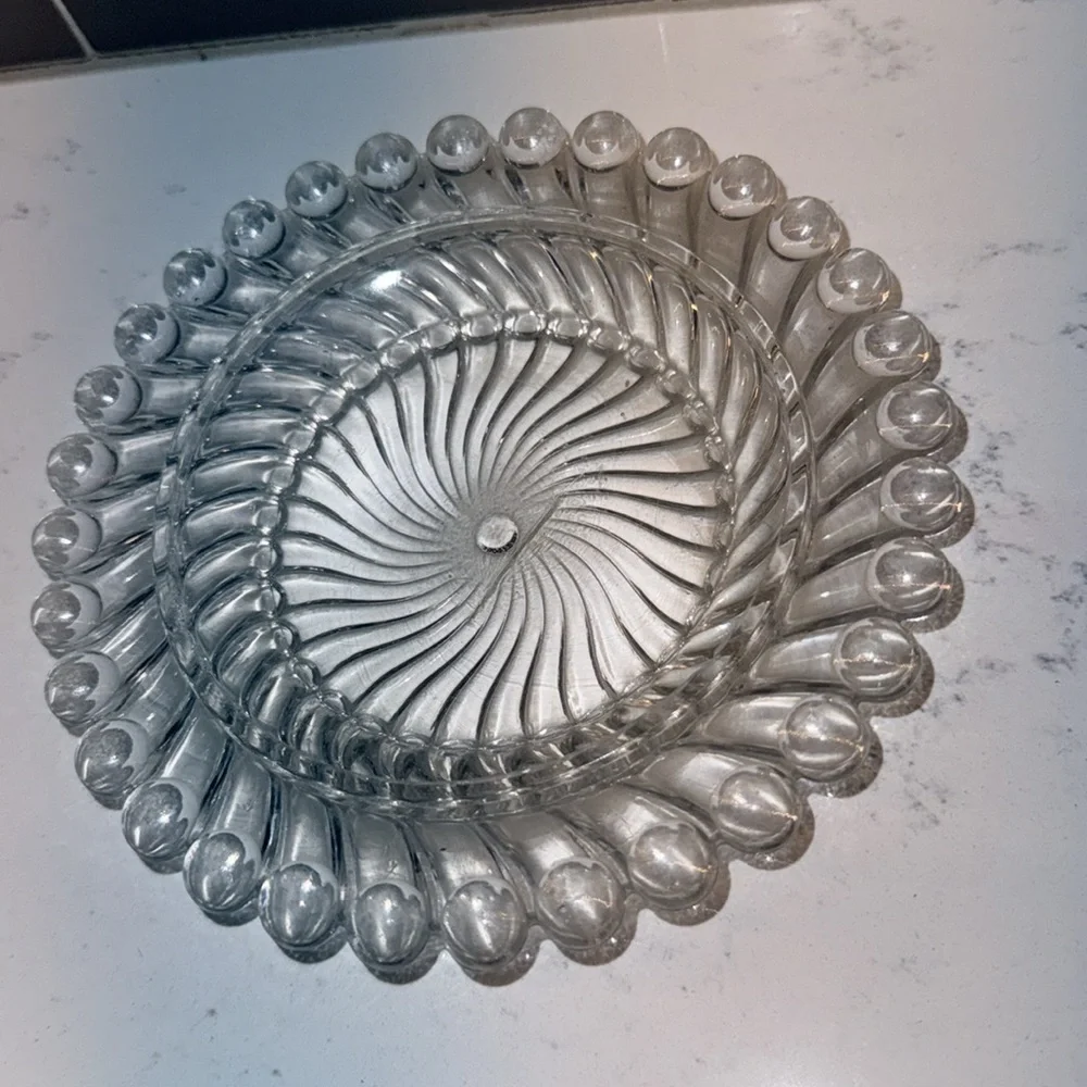 Vintage small dish Swirl and Ball Clear